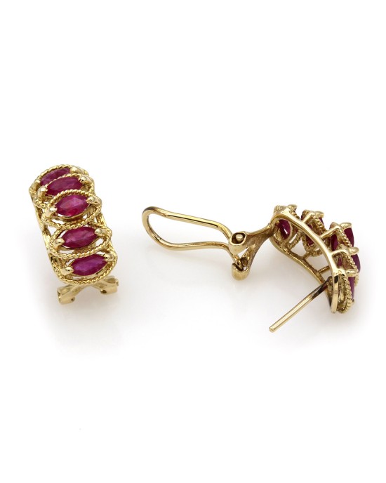 Marquise Ruby Earrings in Gold